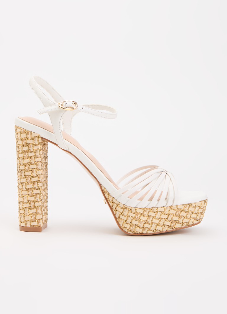 Dune London Dames Minogue sandalette van leer met metallic finish in de kleur Wit