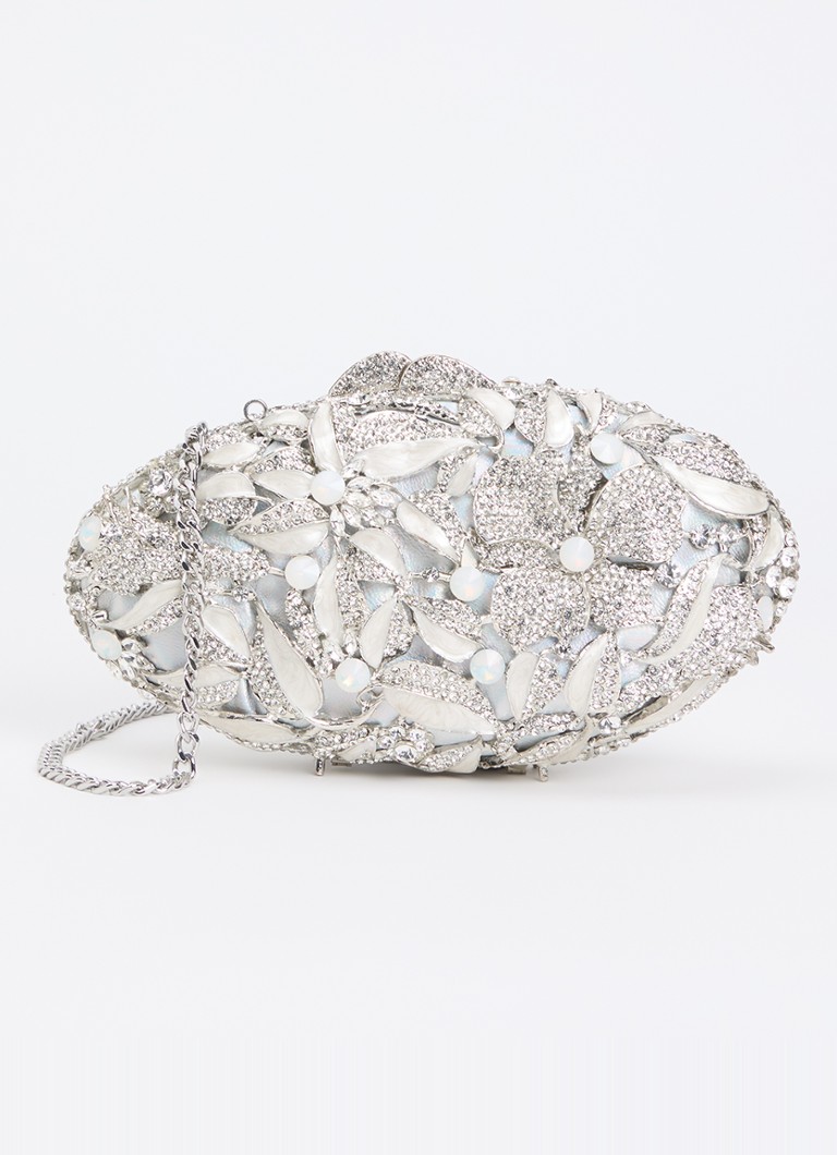 Dune London Dames Brides clutch met strass en afneembare schouderriem in de kleur Zilver