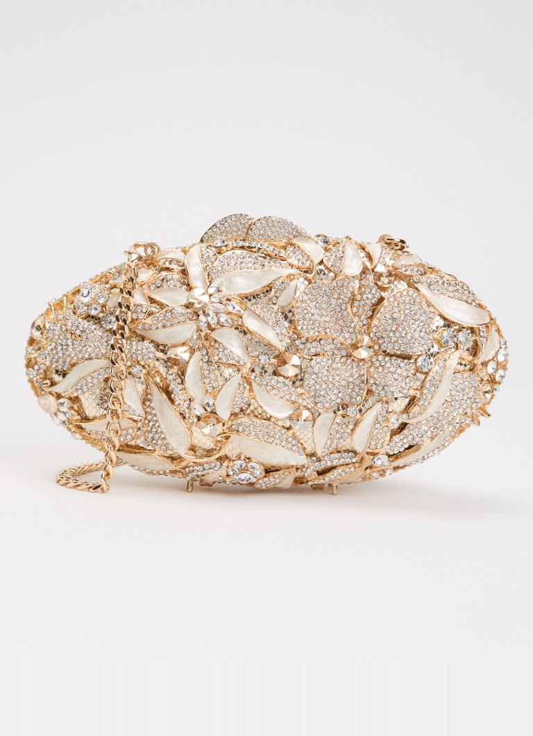 Dune London Dames Extravagant clutch met strass en afneembare schouderriem in de kleur Goud