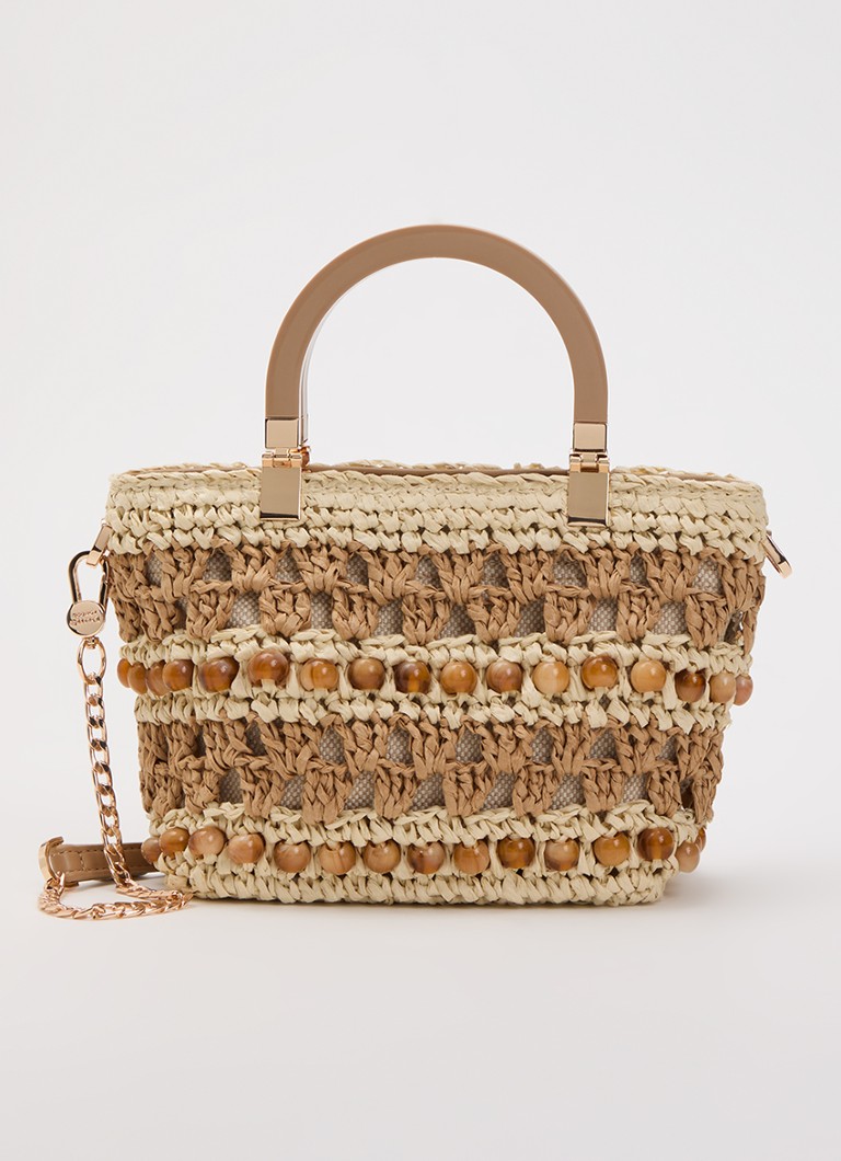 Dune London Dames Dahlia handtas van raffia met afneembare schouderriem in de kleur Beige