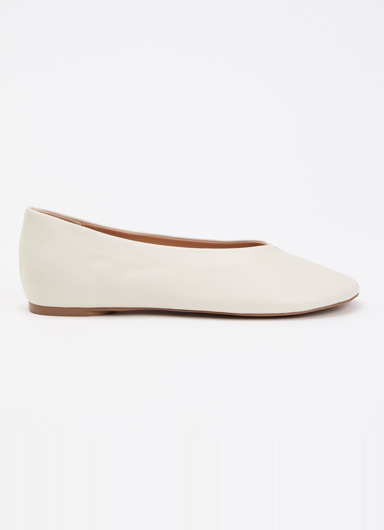 Dune London Dames Highcut ballerina van leer in de kleur Creme