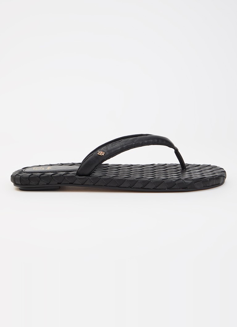 Dune London Dames Lunare slipper van leer in de kleur Zwart