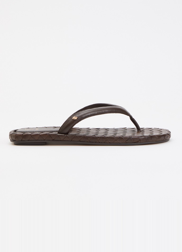 Dune London Dames Lunare slipper van leer in de kleur Donkerbruin