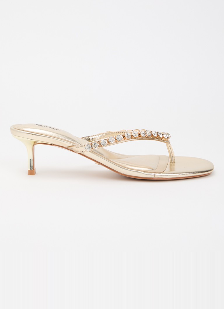 Dune London Dames Mimis sandalette van leer met strass in de kleur Goud