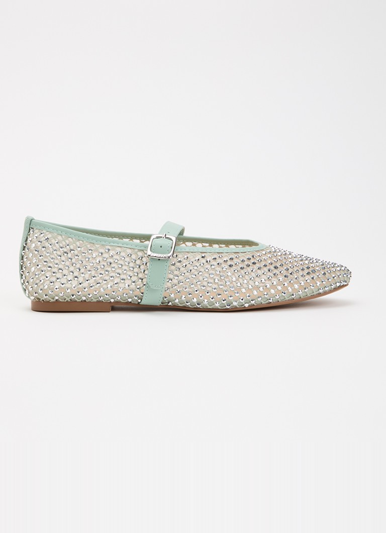 Dune London Dames Haislee ballerina met gestrikt detail in de kleur Lindegroen