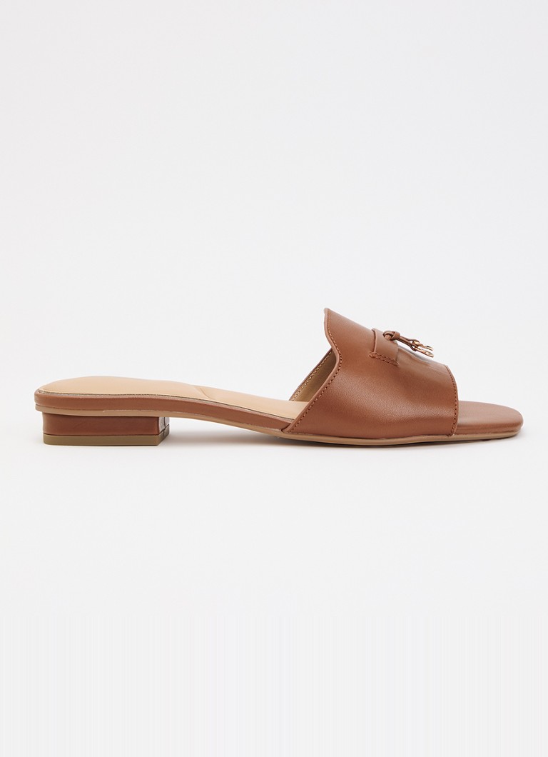 Dune London Dames Lindo slipper van leer in de kleur Bruin