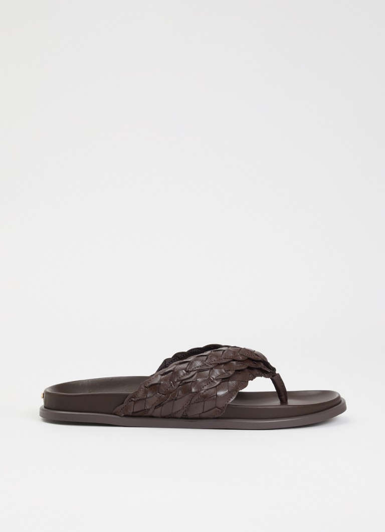 Dune London Dames Lindie slipper van leer in de kleur Beige