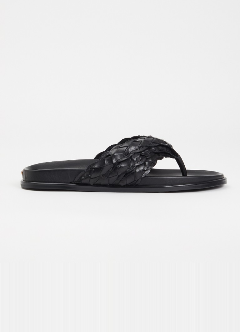 Dune London Dames Lindie slipper van leer in de kleur Zwart