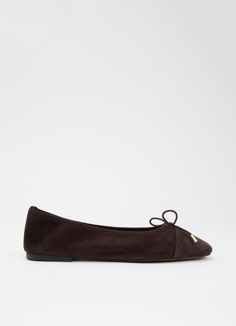 Dune London Dames Haliah ballerina van leer met strikdetail in de kleur Donkerbruin