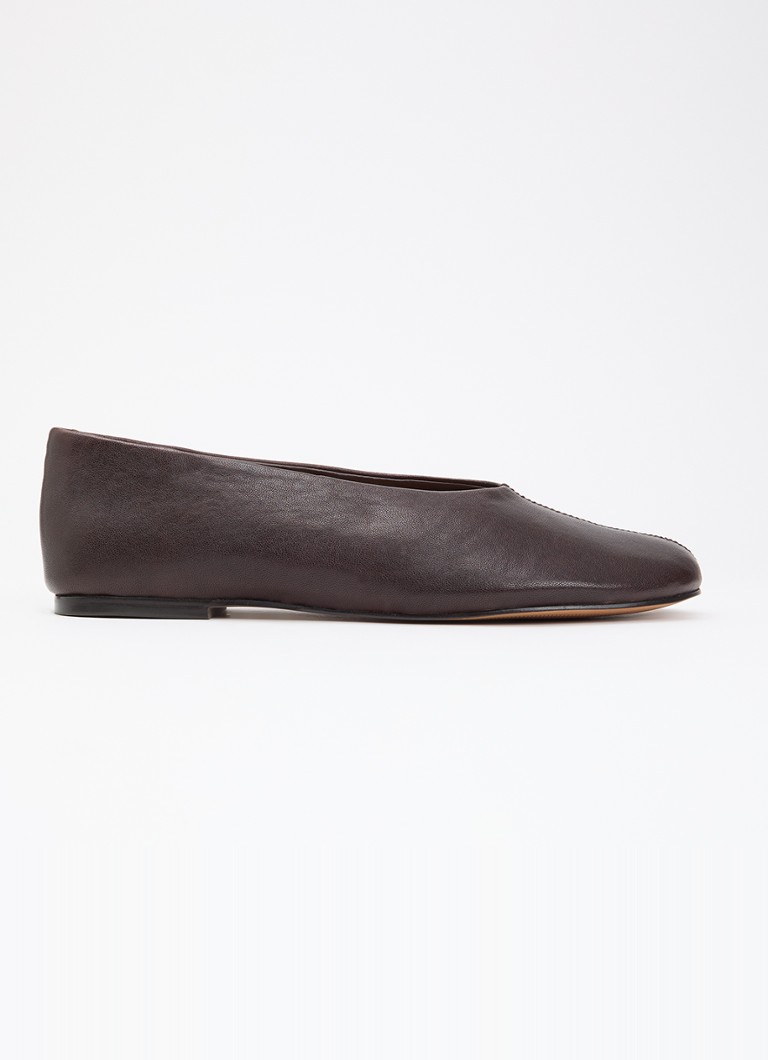 Dune London Dames Highway ballerina van leer in de kleur Donkerbruin
