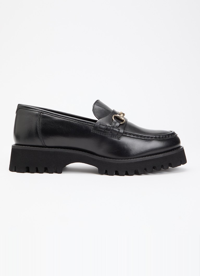 Dune London Dames Grissinis T loafer van leer in de kleur Zwart