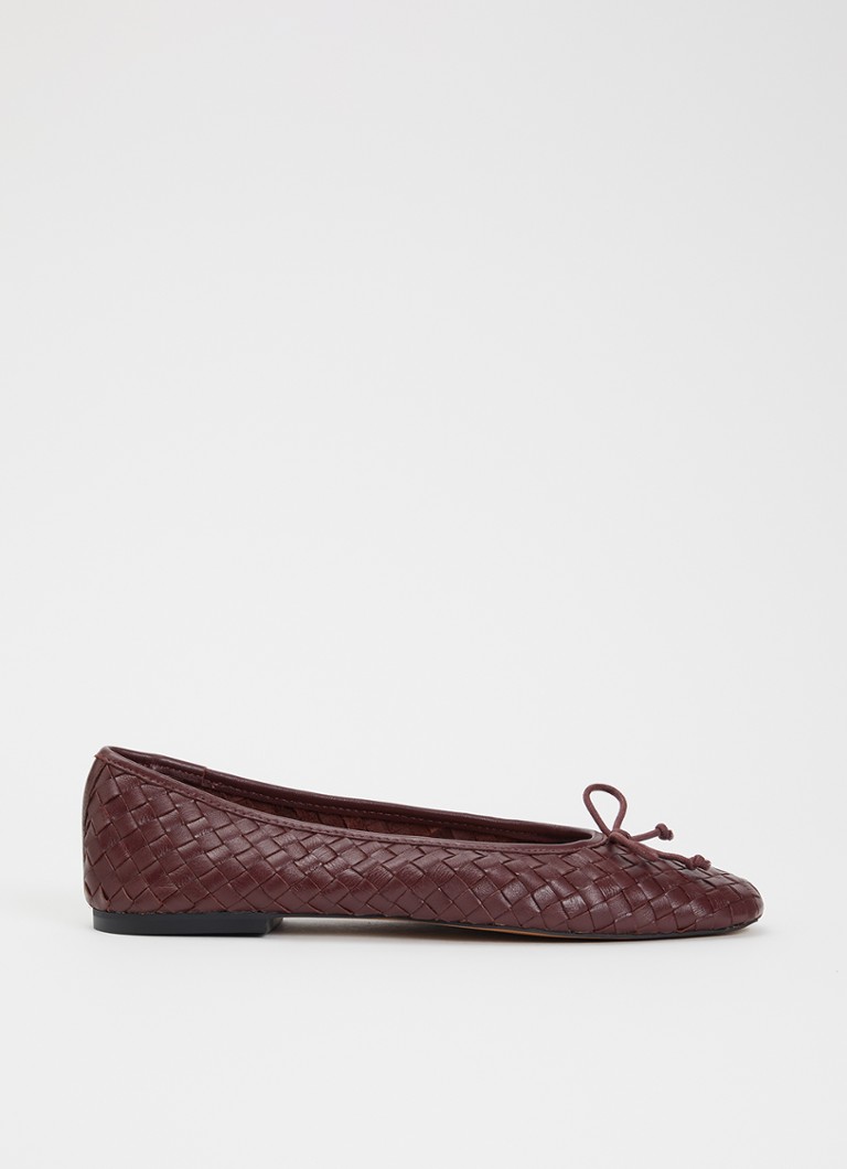 Dune London Dames Wide Fit Heat ballerina van leer in de kleur Bordeauxrood