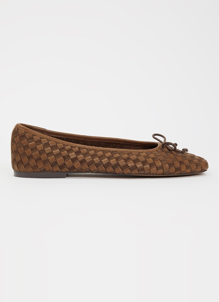 Dune London Dames Wide Fit Heat ballerina van leer in de kleur Donkerbruin