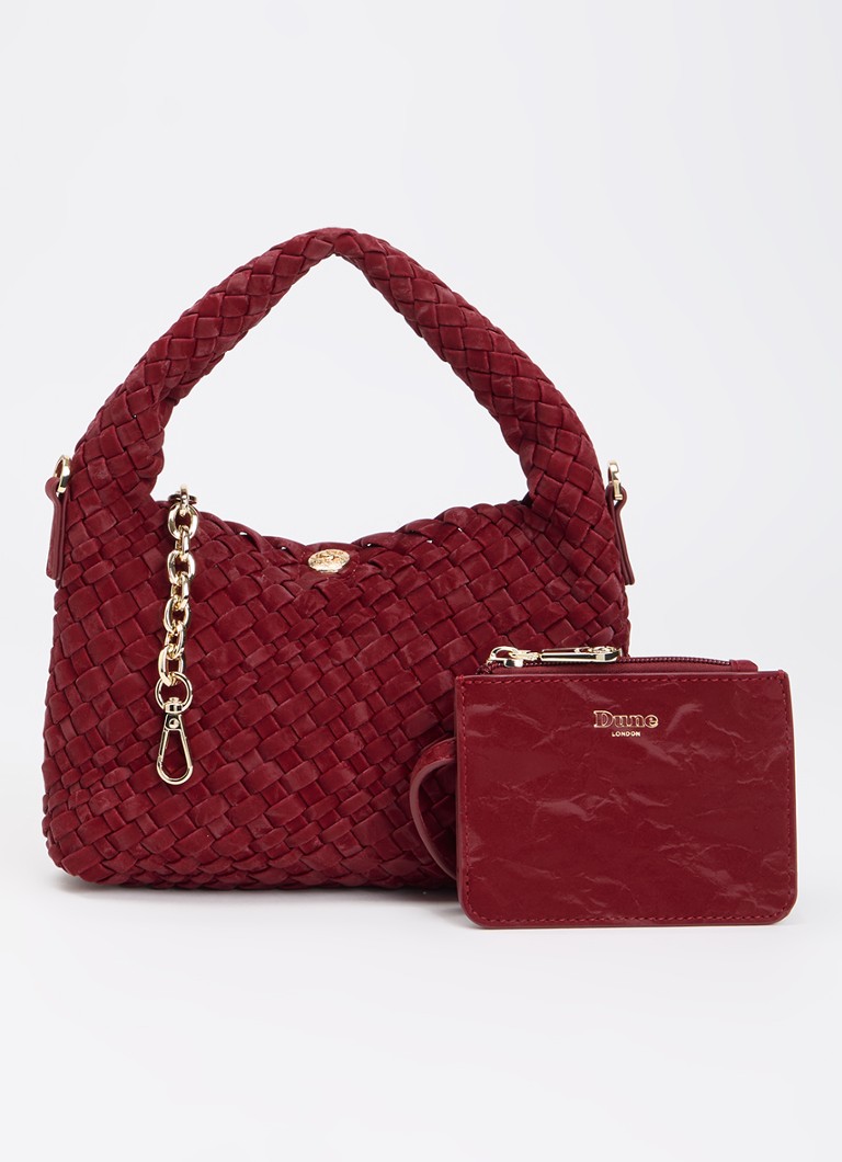 Dune London Dames Dinkydeliberate handtas met gevlochten detail en uitneembaar etui in de kleur Kersenrood
