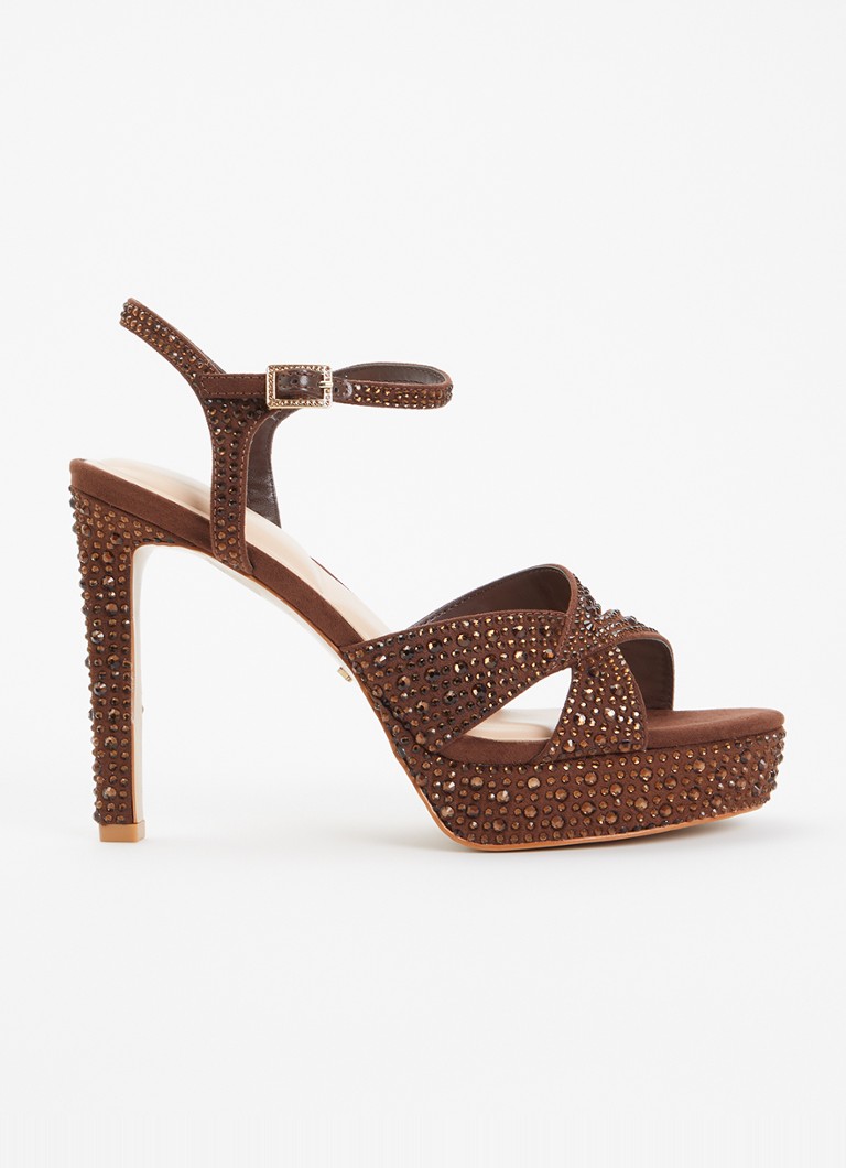 Dune London Dames Mayve sandalette met strass in de kleur Donkerbruin