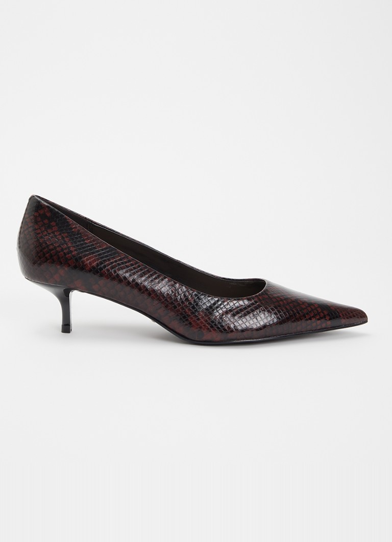 Dune London Dames Amira pump met slangenprint in de kleur Roodbruin