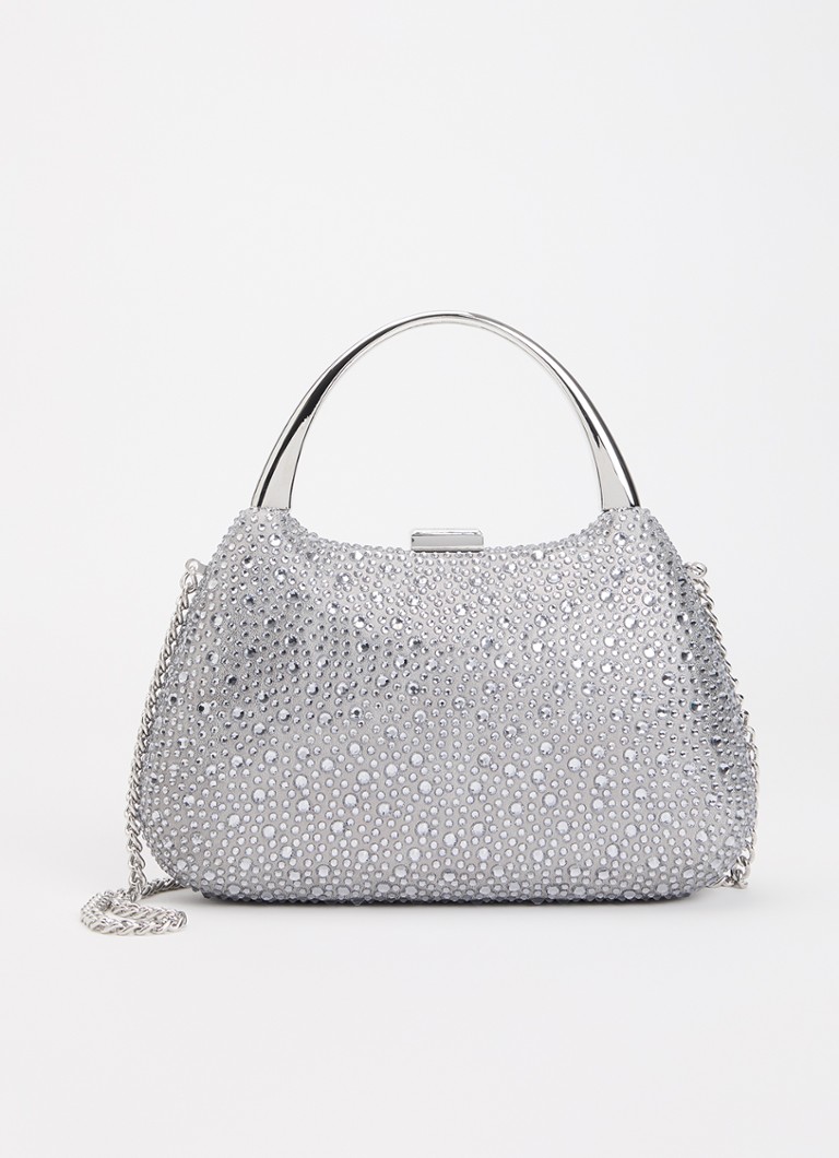 Dune London Dames Beamings clutch met strass en afneembare schouderriem in de kleur Grijs