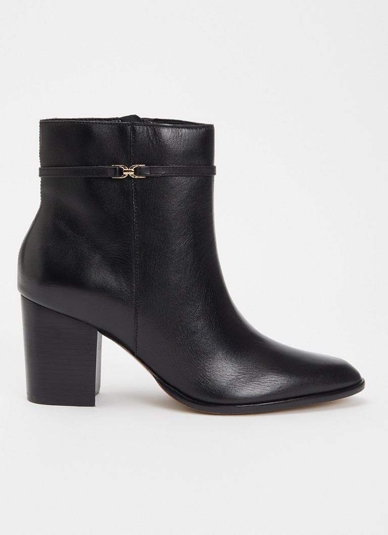 Dune London Dames Pagety enkellaarjes van leer met gespdetail in de kleur Zwart