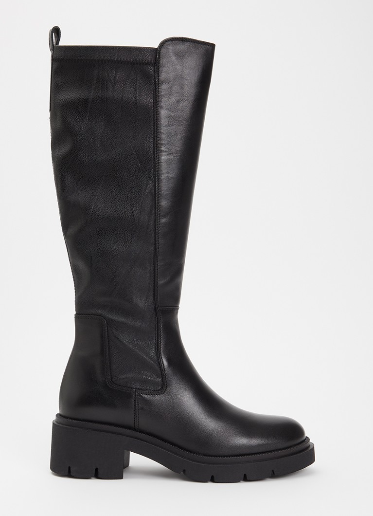 Dune London Dames Toni bikerboot van leer in de kleur Zwart