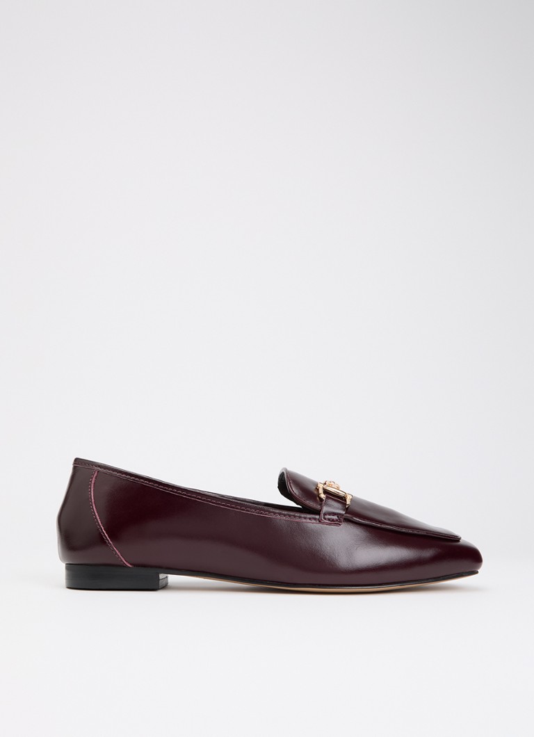 Dune London Dames Wide Fit Grained loafer van leer in de kleur Bordeauxrood