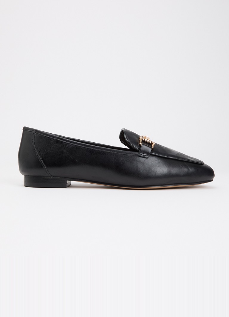 Dune London Dames Wide Fit Grained loafer van leer in de kleur Zwart