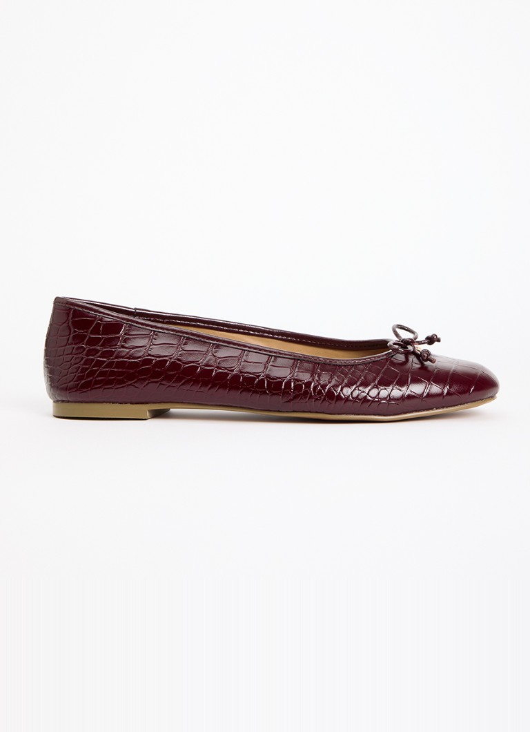 Dune London Dames Wide Fit Helenne ballerina met gestrikt detail in de kleur Bordeauxrood