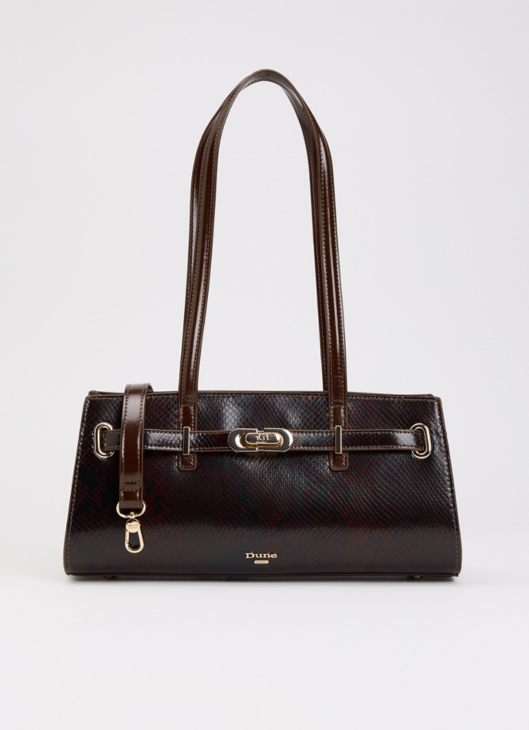 Dune London Dames Depend schoudertas van leer met afneembare schouderriem in de kleur Donkerbruin
