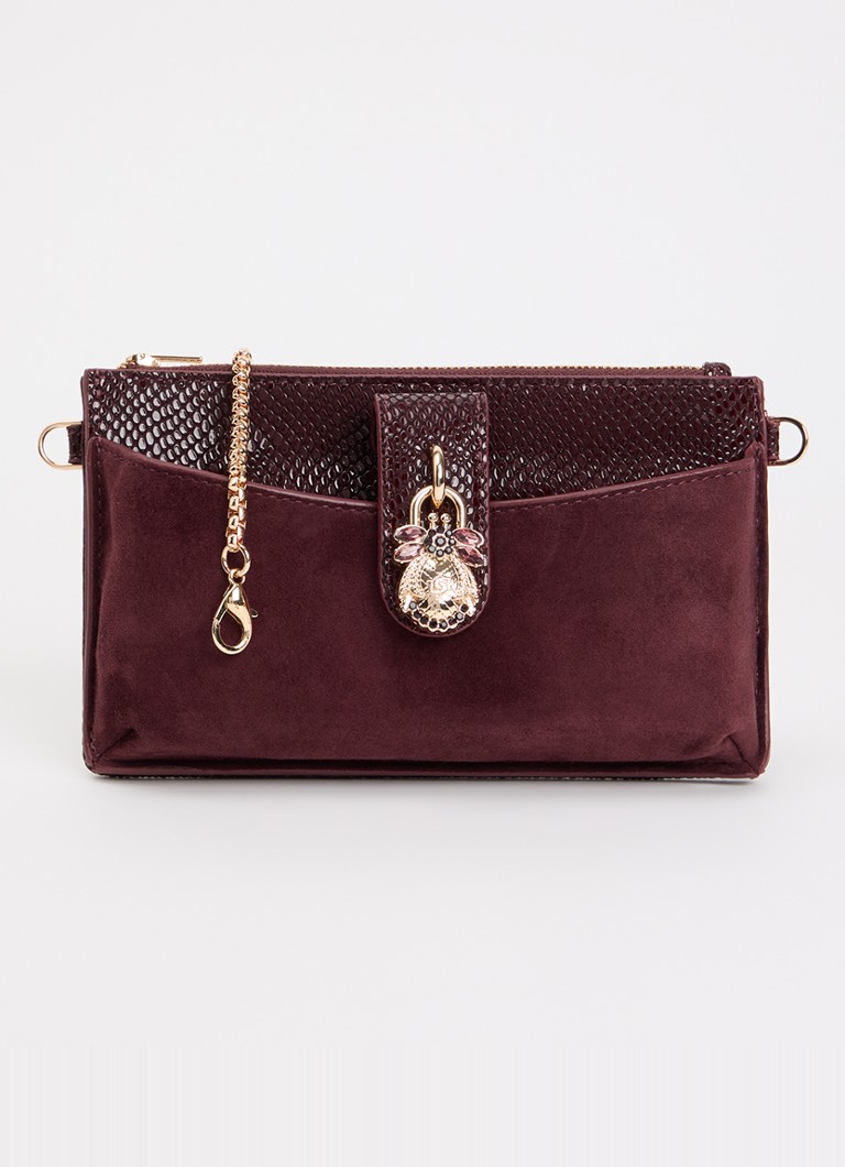 Dune London Dames Kerrie clutch met afneembare schouderriem in de kleur Bordeauxrood