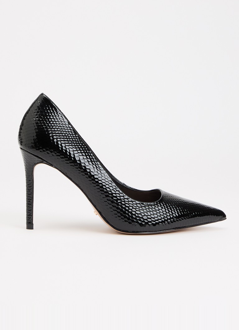 Dune London Dames Assured pump van leer met crocostructuur in de kleur Zwart