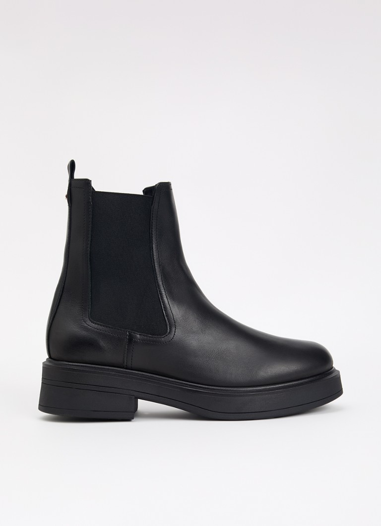 Dune London Dames Pixx chelsea boot van leer in de kleur Zwart