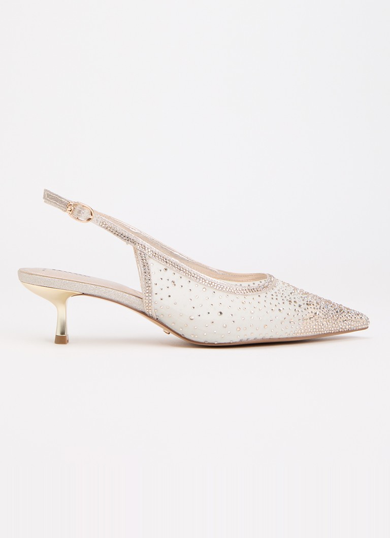 Dune London Dames Wide Fit Cirelle slingback van mesh met strass in de kleur Goud
