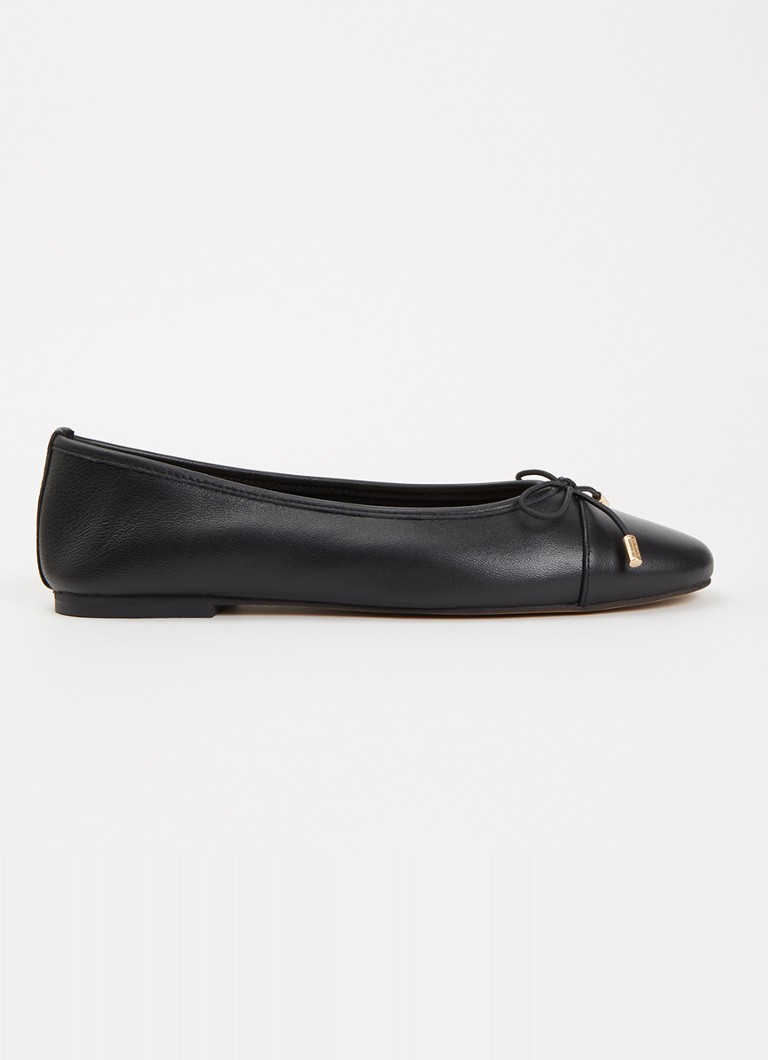 Dune London Dames Haliah ballerina van leer met strikdetail in de kleur Diepzwart