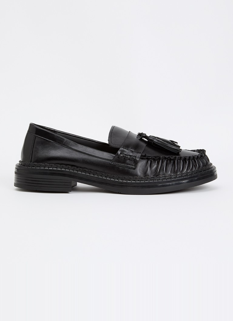 Dune London Dames Grids loafer van leer in de kleur Zwart