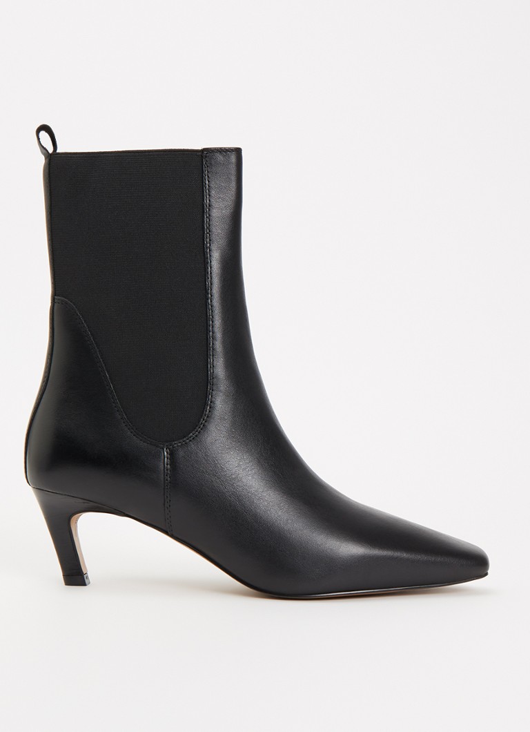 Dune London Dames Odela enkellaarsje van leer in de kleur Zwart
