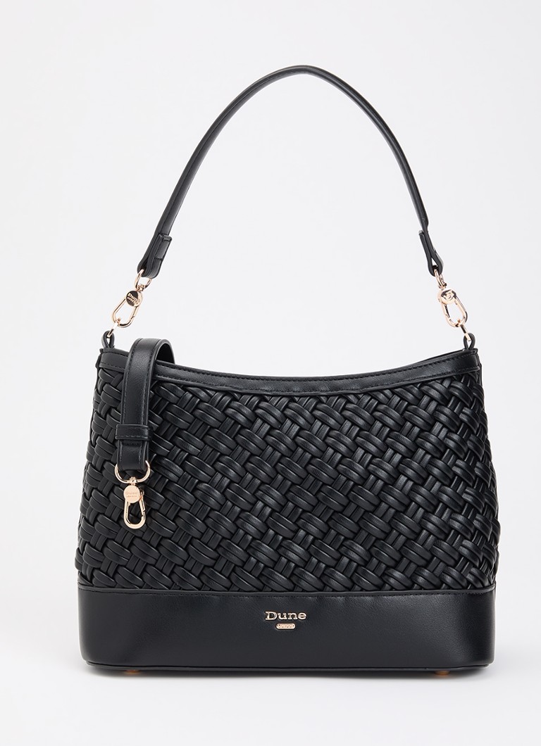 Dune London Dames Delphina schoudertas met gevlochten detail en afneembare schouderriem in de kleur Zwart
