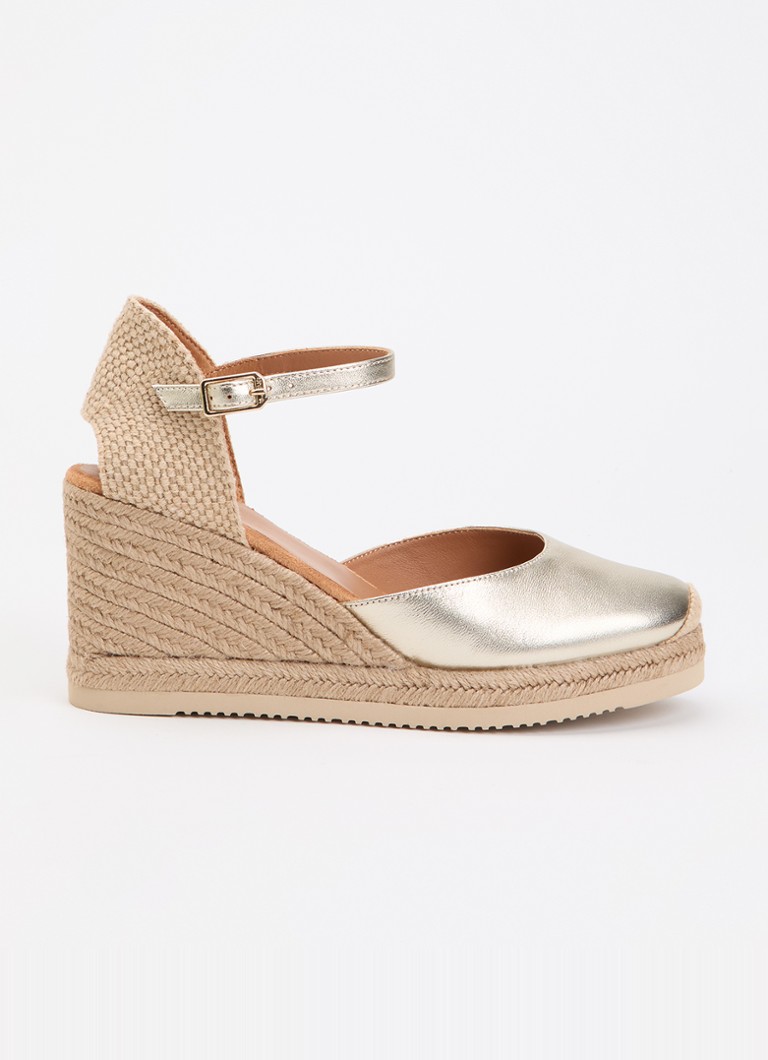 Unisa Dames Castilla sleehak van leer met metallic finish in de kleur Goud, maat: 39