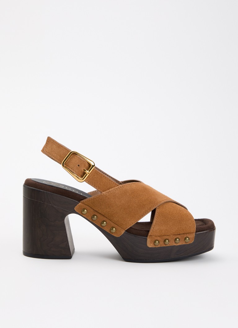 Unisa Dames Obra sandalette van suède in de kleur Camel, maat: 41