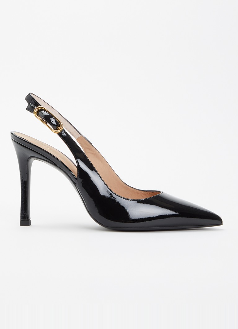 Unisa Dames Terza slingback van leer met lakfinish in de kleur Zwart, maat: 38