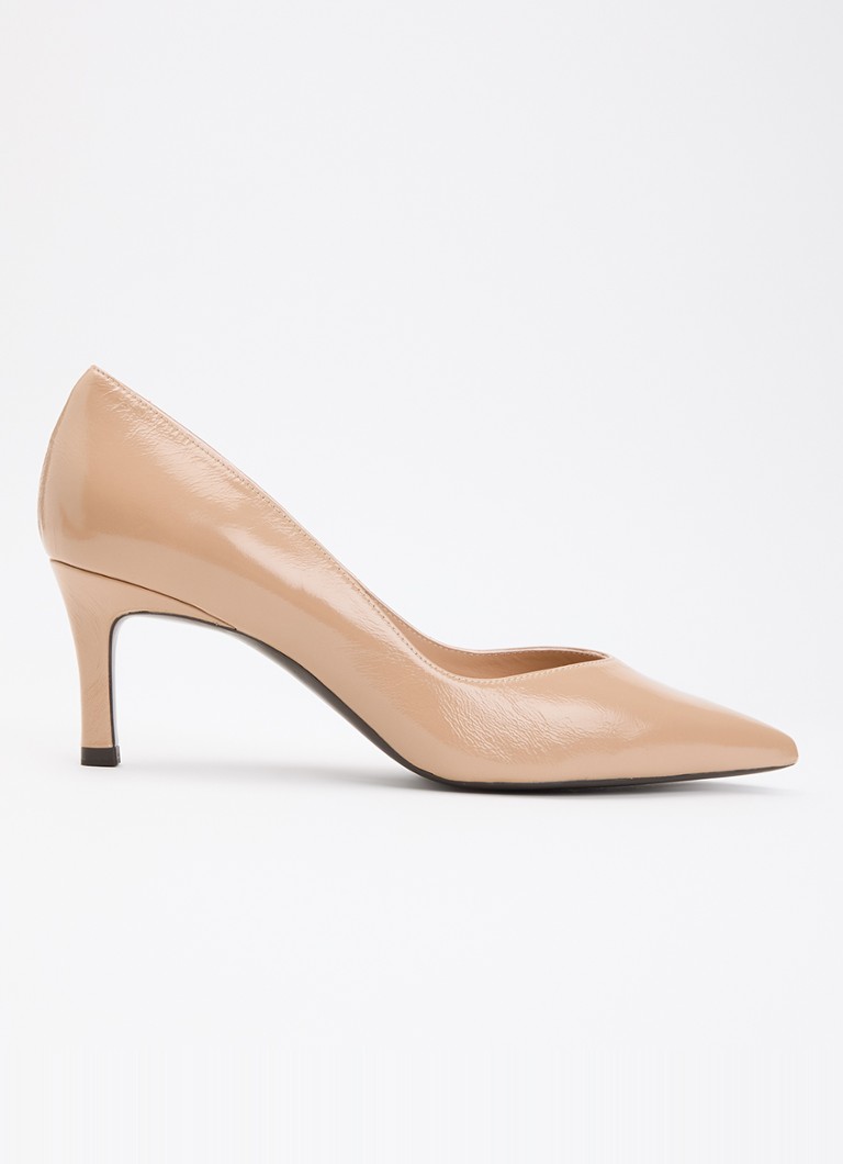 Unisa Dames Landas pump van leer met lakfinish in de kleur Beige, maat: 39