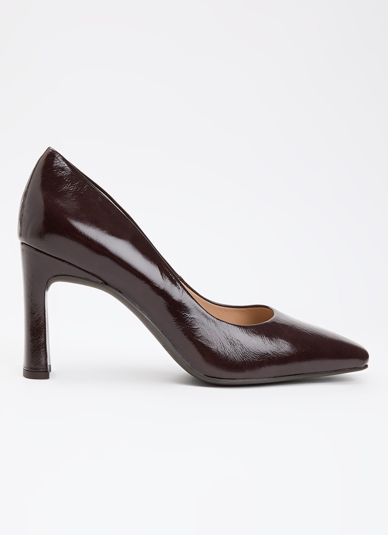 Unisa Dames Waba pump van leer met lakfinish in de kleur Bruin, maat: 38