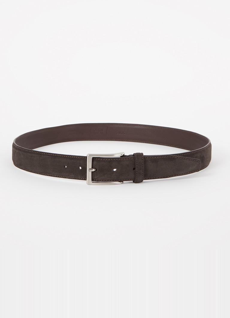 Officine Napoli Heren 2035 riem van suède in de kleur Donkerbruin, maat: 105 CM