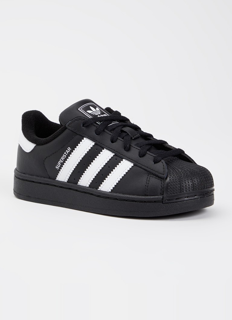 Adidas Meisjes Superstar II sneaker van leer met logo in de kleur Zwart, maat: 32
