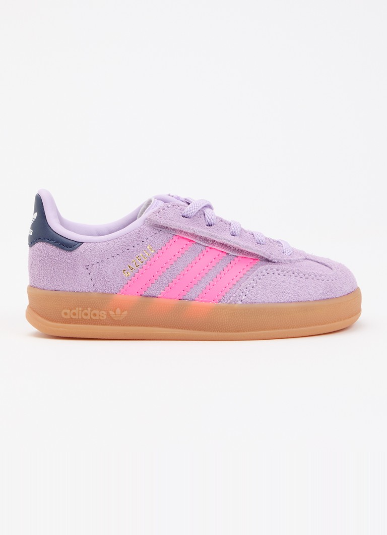 Adidas Meisjes Gazelle Indoor sneaker van suède met logo in de kleur Lila, maat: 25