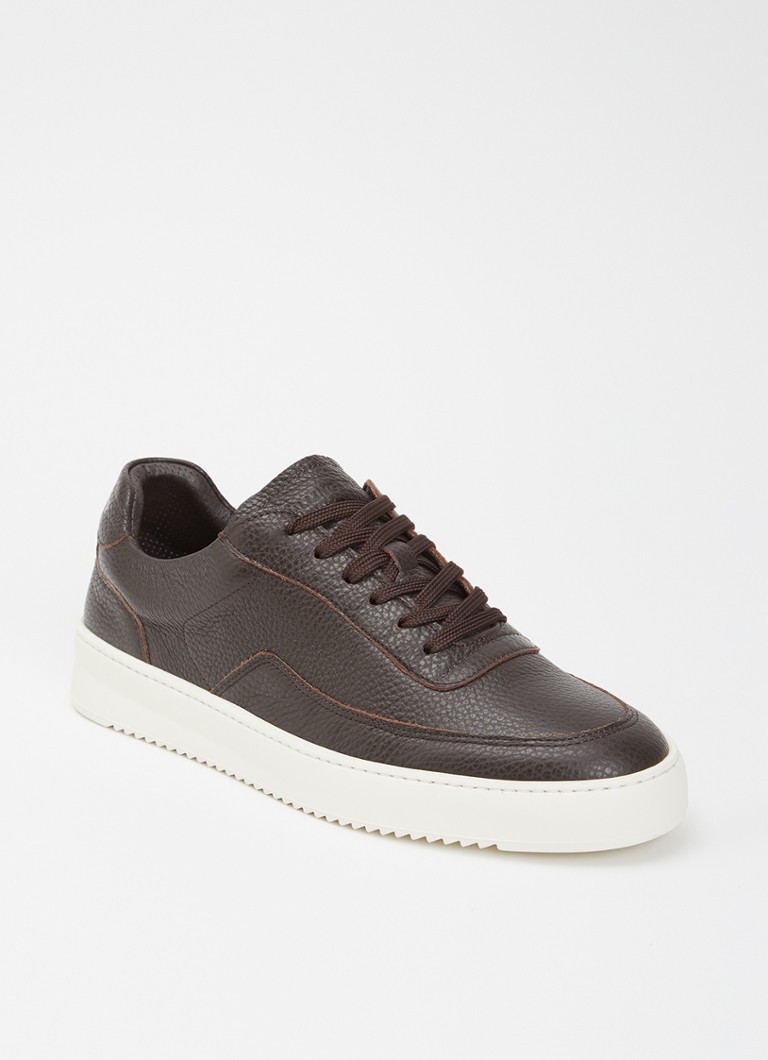 Filling Pieces Heren Mondo Grain sneaker van leer in de kleur Donkerbruin, maat: 41