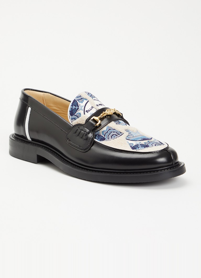 Filling Pieces Heren Broken Plate loafer van leer met borduring in de kleur Zwart, maat: 45