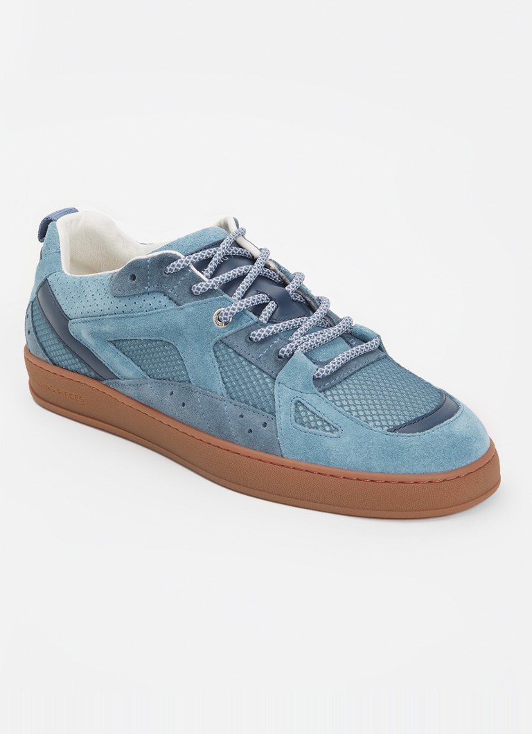 Filling Pieces Heren Prism Peak sneaker van leer met suède details in de kleur Staalblauw, maat: 44