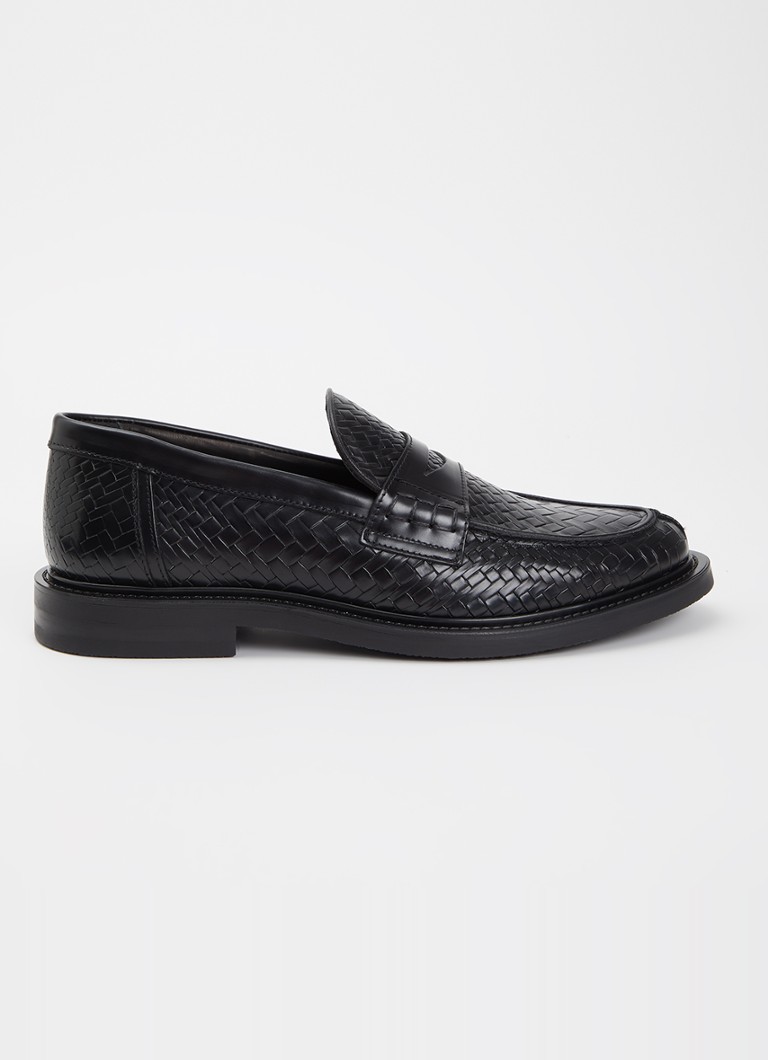 Filling Pieces Heren Loafer van lakleer met gevlochten detail in de kleur Zwart, maat: 40