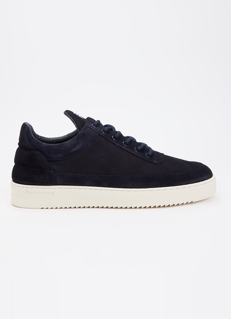 Filling Pieces Heren Low Top sneaker van suède in de kleur Donkerblauw, maat: 42