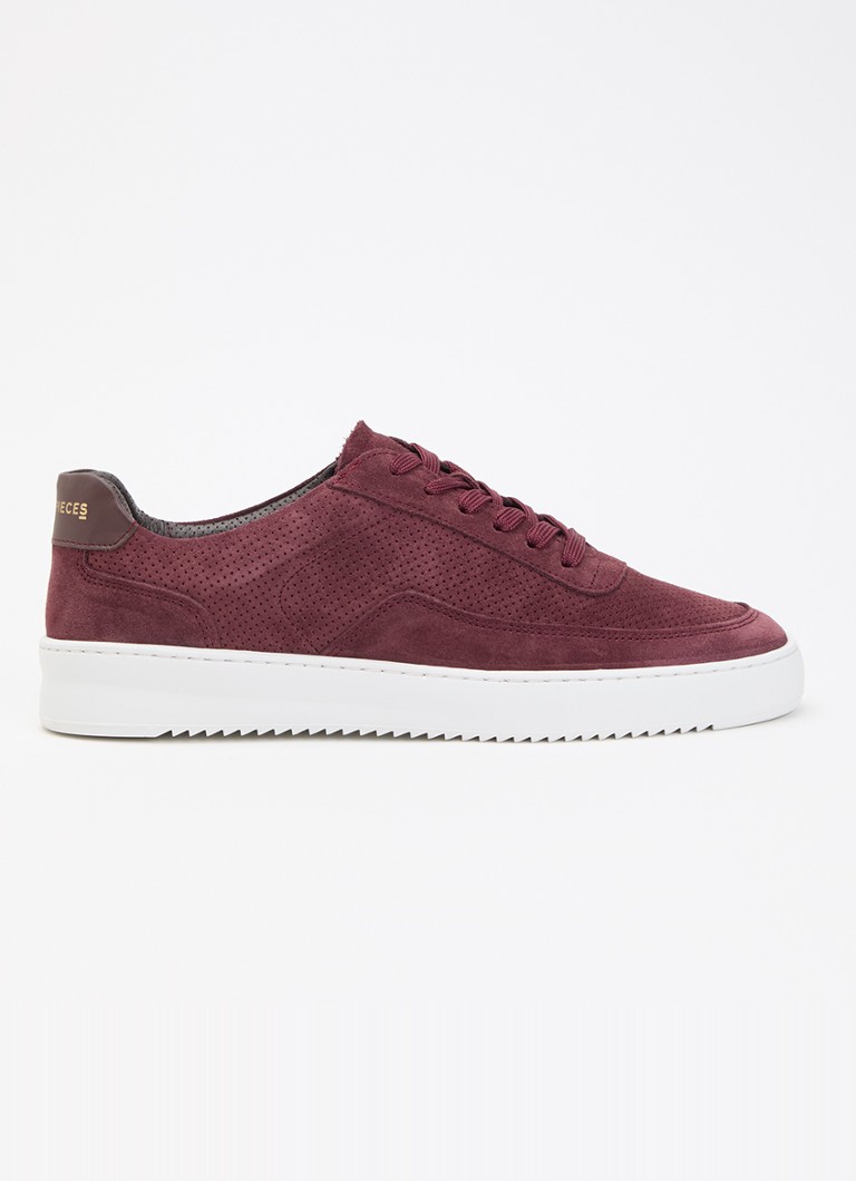 Filling Pieces Heren Mondo Perforated sneaker van suède in de kleur Bordeauxrood, maat: 43