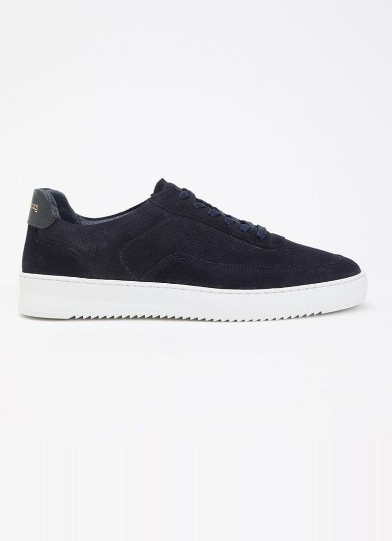 Filling Pieces Heren Mondo Perforated sneaker van suède in de kleur Donkerblauw, maat: 45